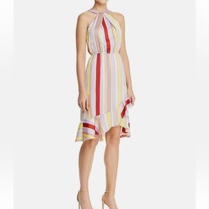 Lucy Paris Womens Multicolored Striped Sleeveless Ruffled-Hem Dress